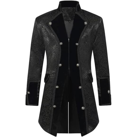Men's Steampunk Vintage Long Tailcoat Jacket Gothic Victorian Coat - Picture 1 of 5
